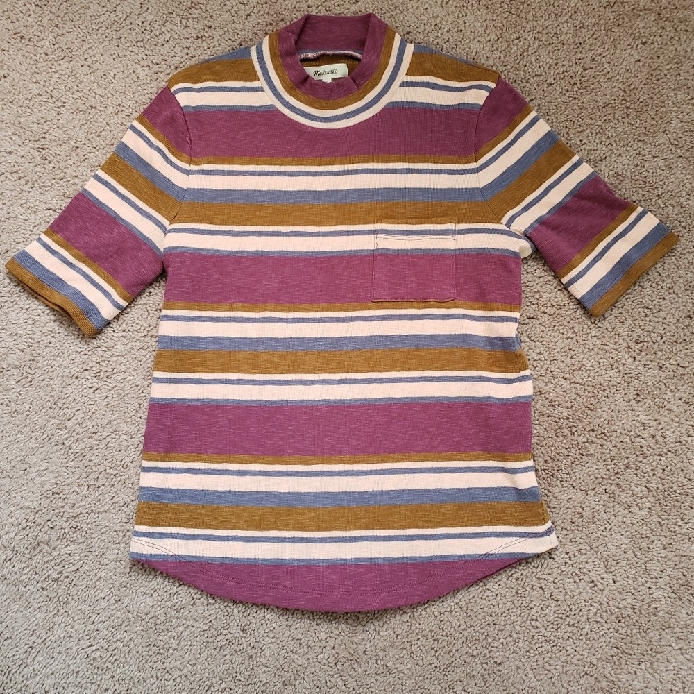 Madewell mock neck striped top NWT